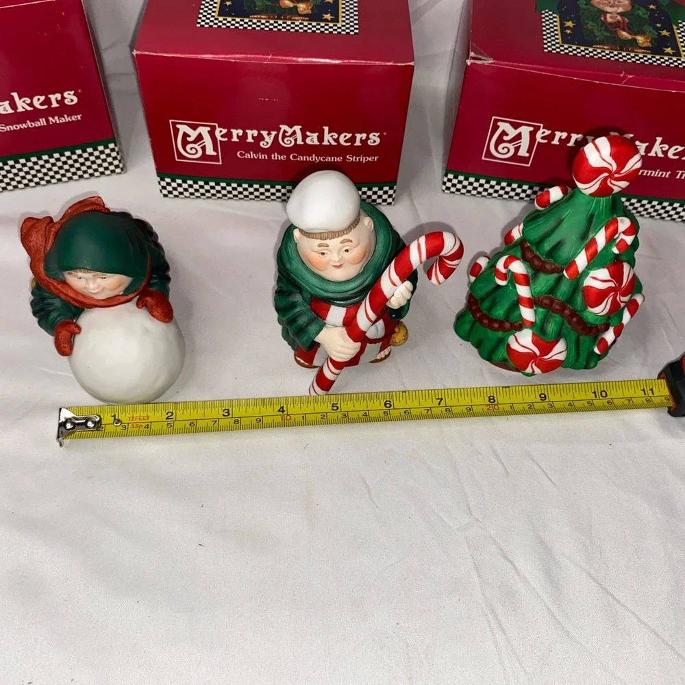 3 Dept 56 Merry‎ Makers. Snowball Maker Candy cane Striper And Peppermint Tree